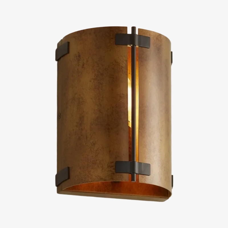 Rustivon Curved Metal Shade Wall Sconce - Vintage Accent Light T1089
