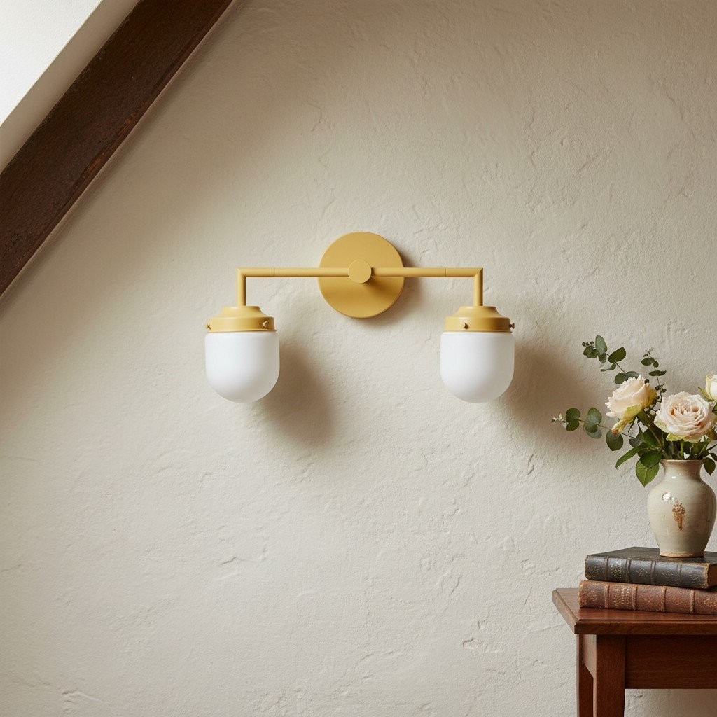 Opalume Glass Double Vanity Light - Vintage Style Bathroom Double Wall Lighting T303