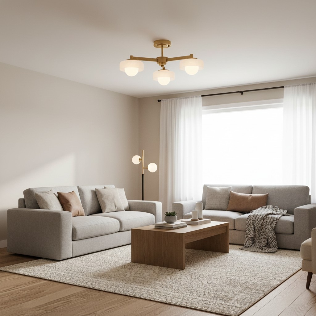 Zirvos Pendant with Frosted Opal Globes and Brushed Brass Frame for Living and Dining T937