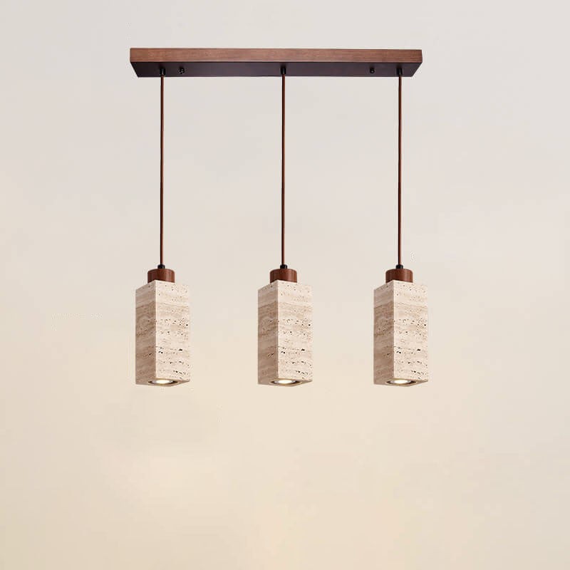 Wabi Sabi Solid Wood Stone Pendant Light G32
