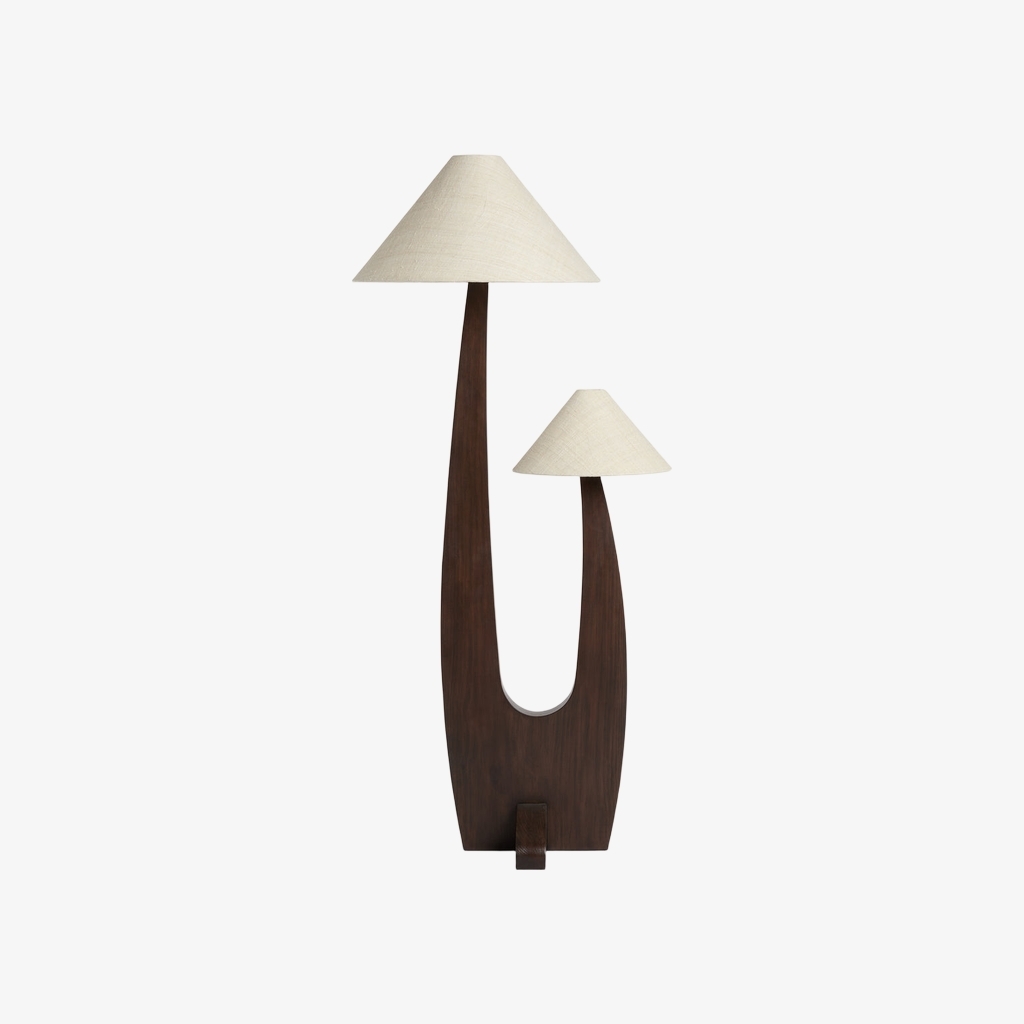 Cordove Arc Floor Lamp - Modern Organic Solid Wood & Fabric for Living Rooms T701