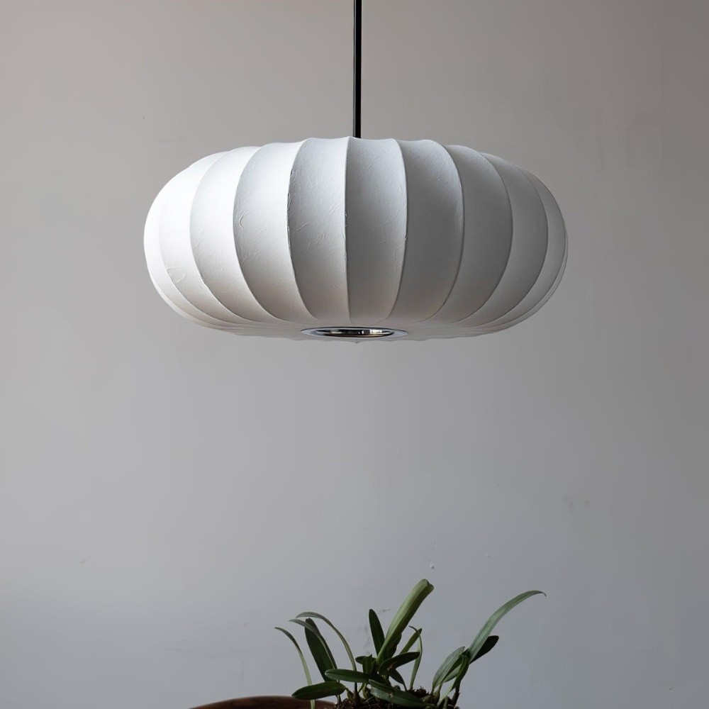 Simple Wabi-sabi White Lantern Fabric Pendant Lamp M06
