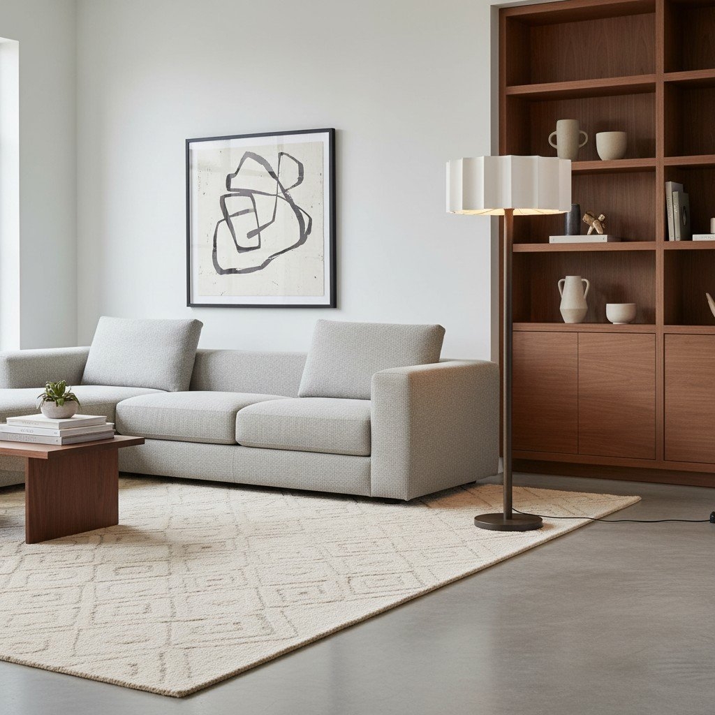 Cavilon Modern Floor Lamp - Slim Profile and Soft Shade Contemporary Metal Lighting for Bedroom T731
