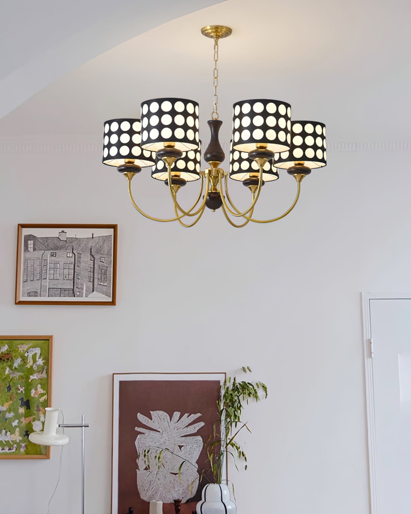 Geometry Black Polka Dots Fabric Chandelier S364