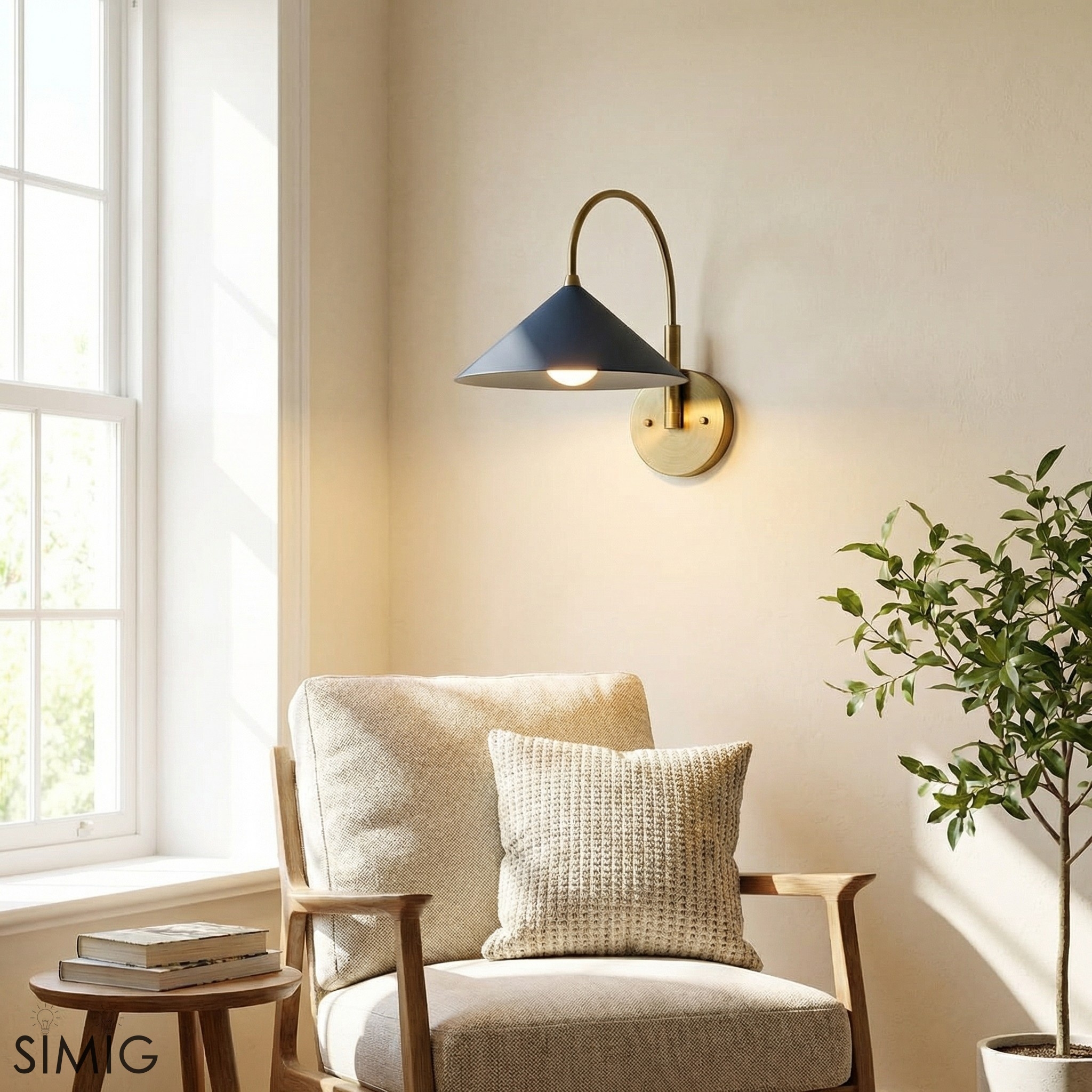 Curva Elegant Arc Cone Wall Sconce - Contemporary Reading Nook Wall Lighting T394