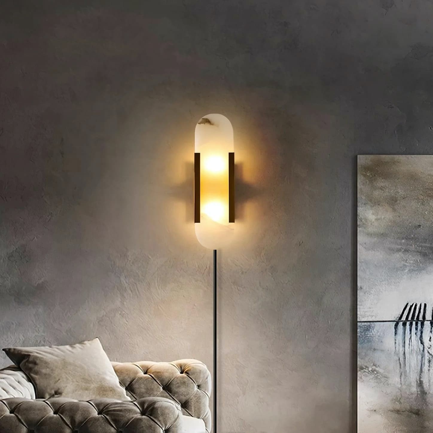 Alabaster Elongated Plug In Wall Lamp M135