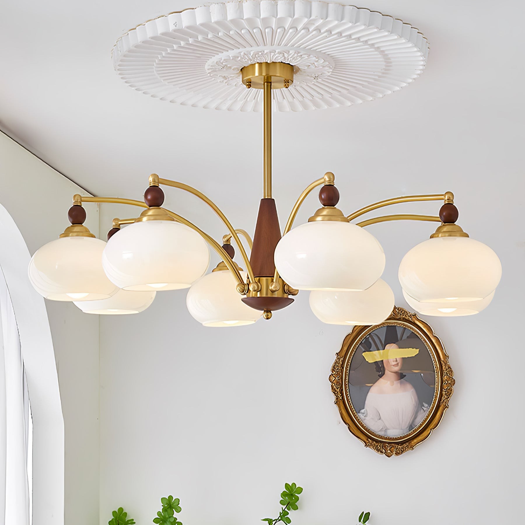 Vintage Multihead Persimmon Chandelier M325