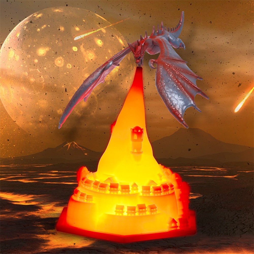 Creative 3D Printed Airplane Fire Dragon Table Lamp M585