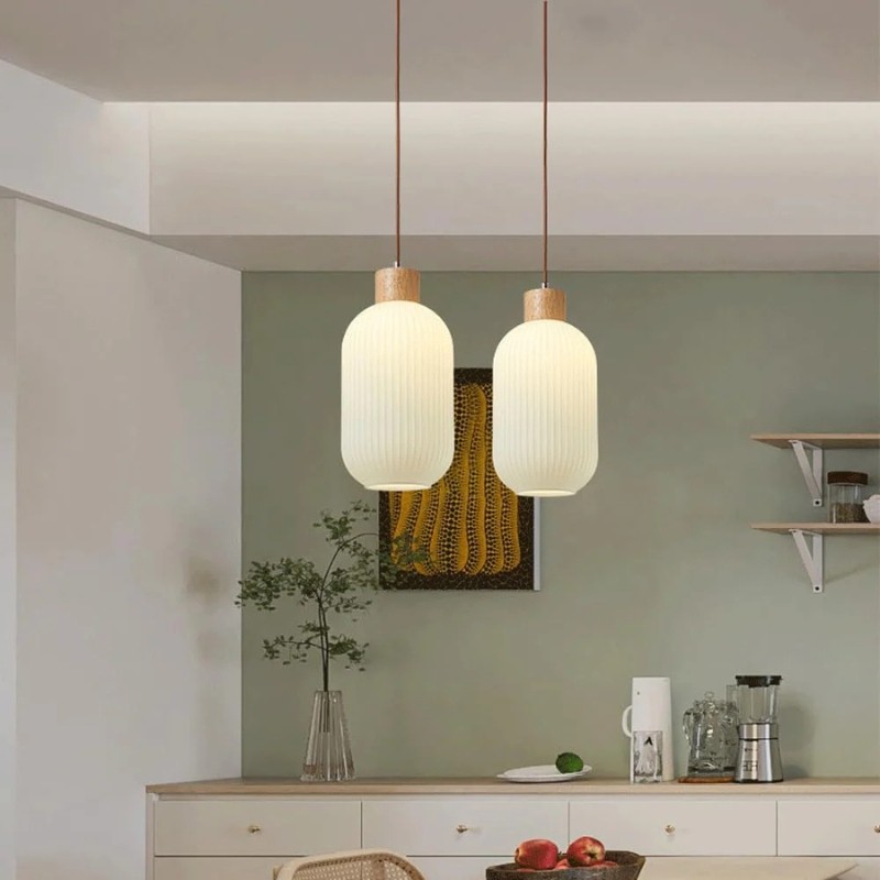 Nordic Ribbed Glass Pendant Light S135