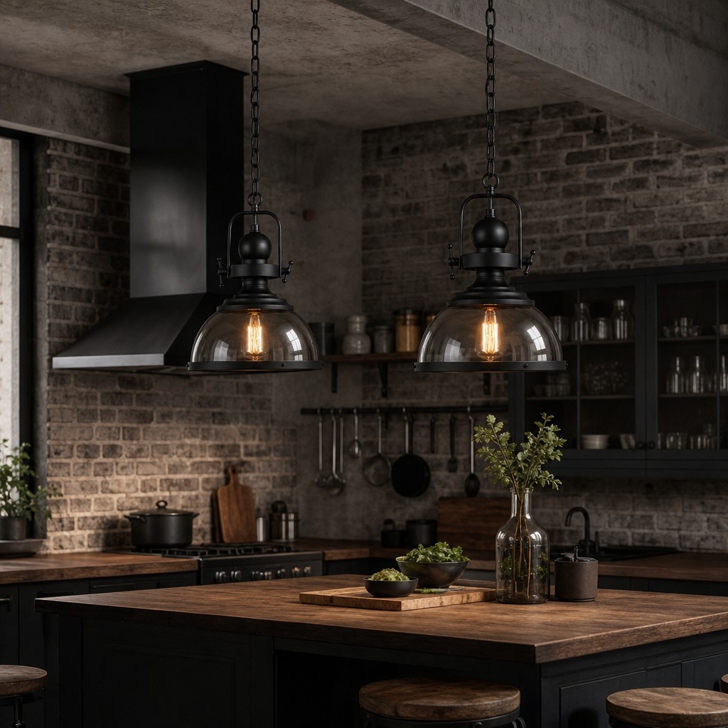 Ivoran Industrial Metal Smoky Glass Pendant Lamp - Suitable for Kitchen Island T2245