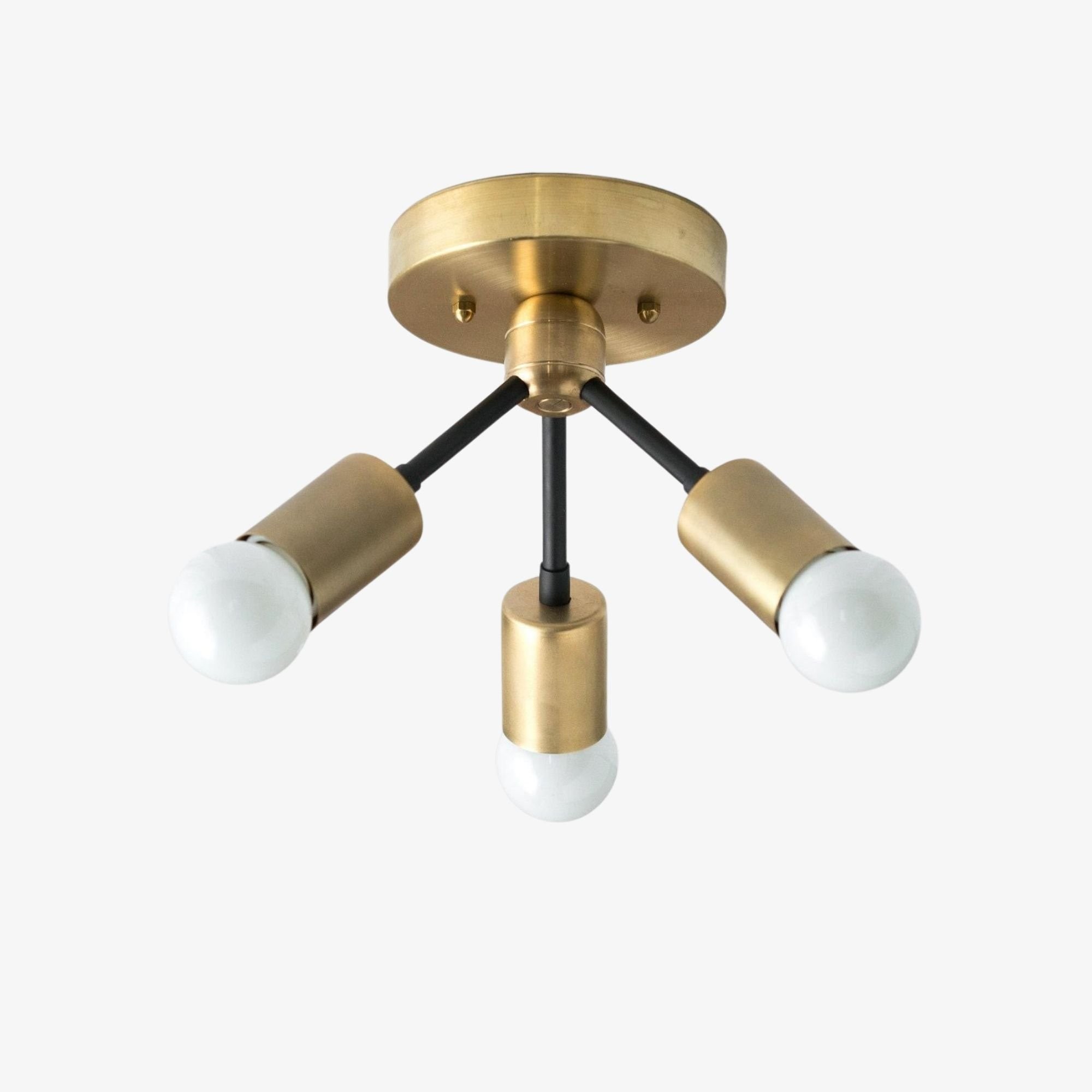 Mobilux Line Modern Brass Flush Mount - Minimalist Gold Ceiling Light for Bedroom T328