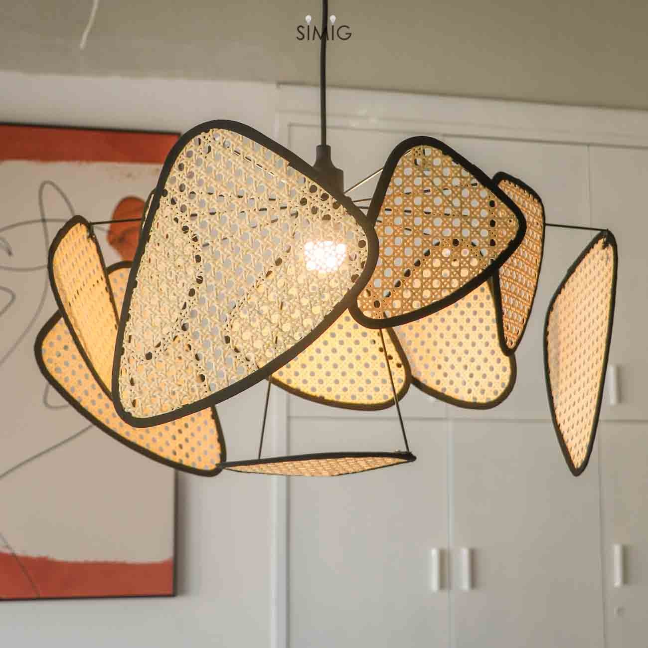Screen Cannage Pendant Light - Woven Rattan Design for Living Room