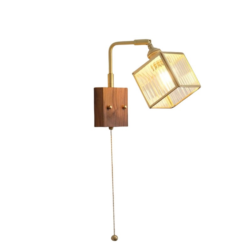 Square Glass Adjustable Wooden Wall Lamp M247