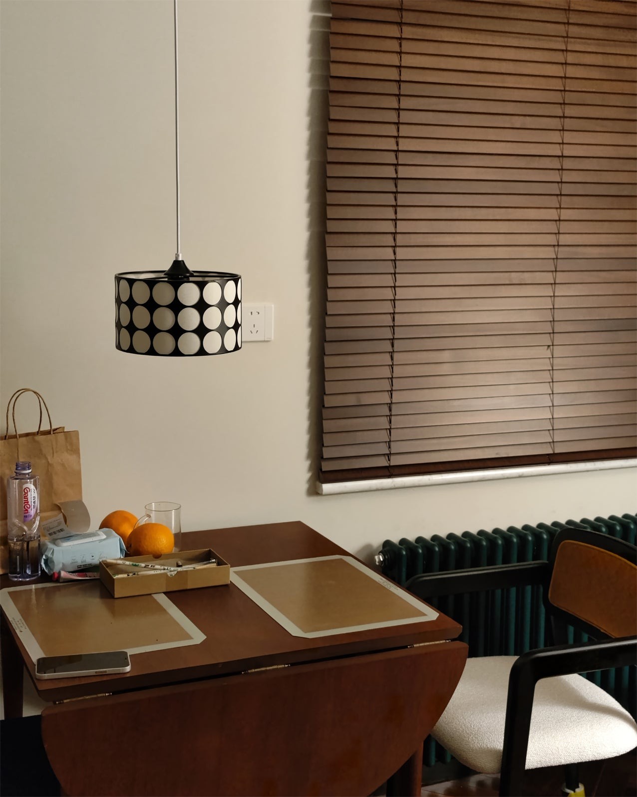 Fabric Drum Polka Dots Pendant Lamp S365