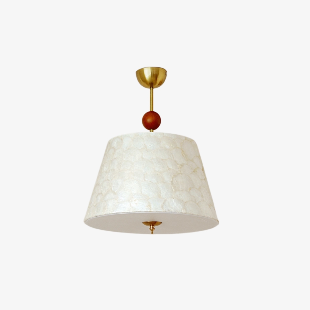 Lunavera Vintage Capiz Shell Ceiling Light with Wooden Accent for Bedroom Dining Room T2221