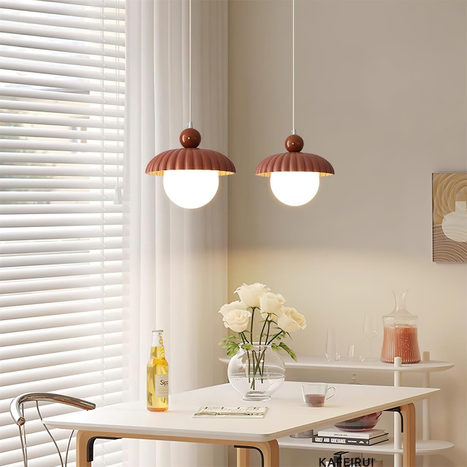 Creative Spherical Straw Hat Vertical Line Pendant Lamp M191