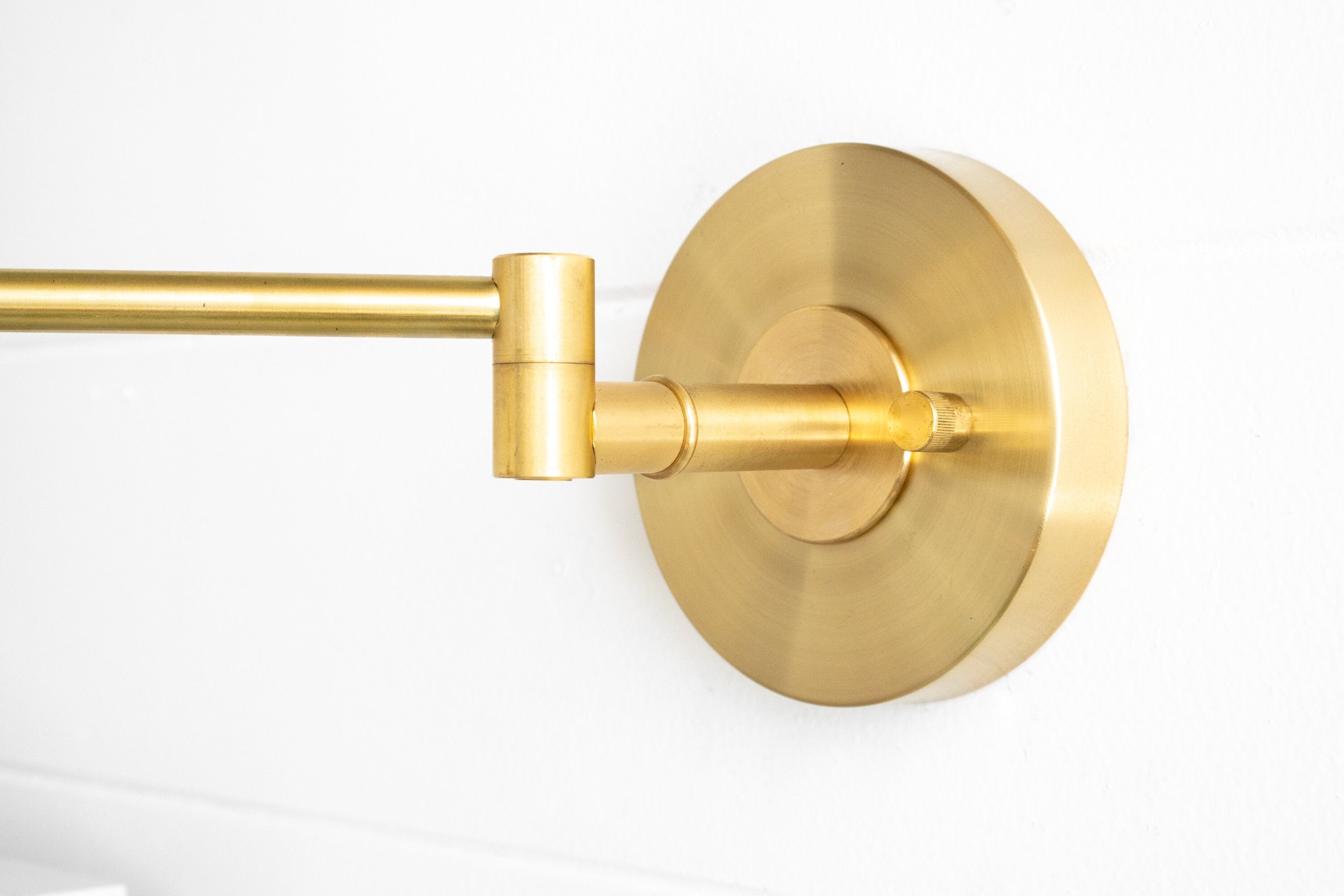 Ornato Luxe Brass Schoolhouse Sconce - Art Deco Wall Light with White Shade T404
