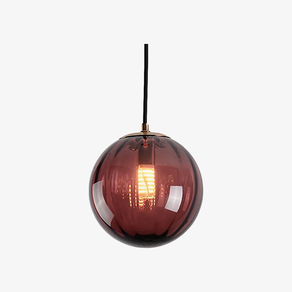 Lunorie Iron Metal Glass Globe Pendant Light - Sculpted Adjustable Pendant for Dining Spaces T570