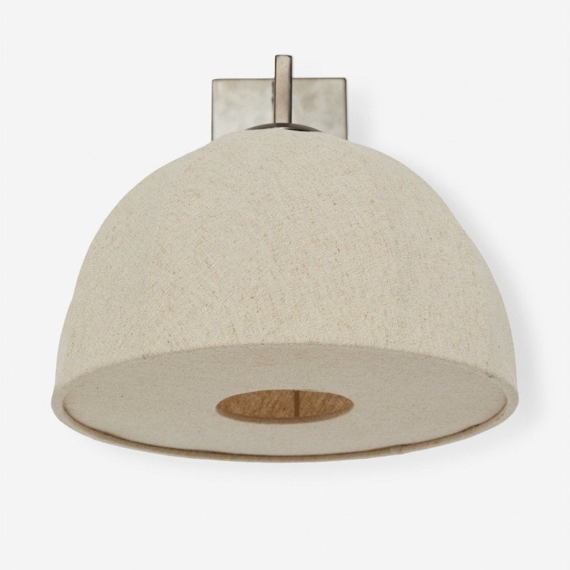 Lumarys Swing-Arm Sconce - Sculptural Linen Shade Wall Lamp in Organic Style for Living or Bedroom T695