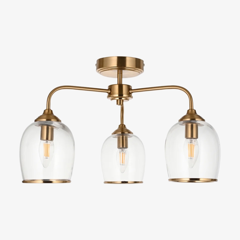 Brazara Multi-Light Glass Shade Pendant Lamp - Curved Metal Arms for Modern Homes T885