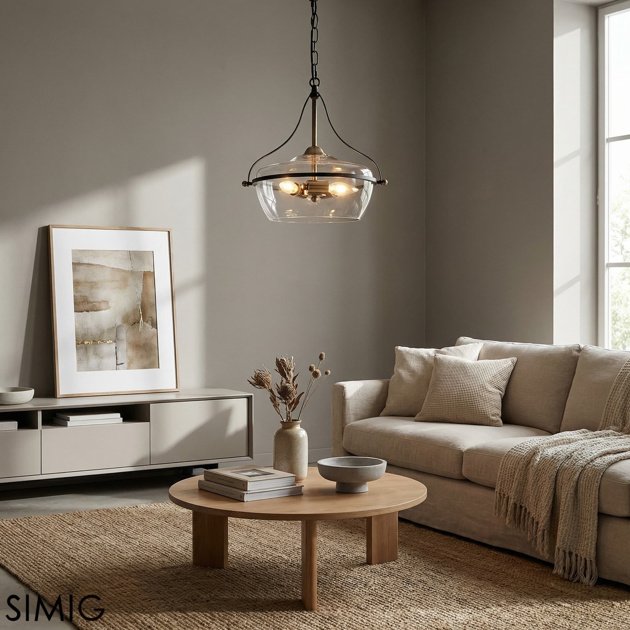Lirra Bowl Shaped Glass Pendant - Modern Lighting for Dining Room T776