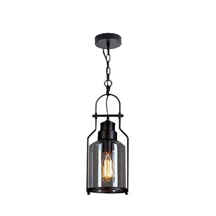 Industrial Vintage Iron Glass Jar 1-Light Pendant Light G30