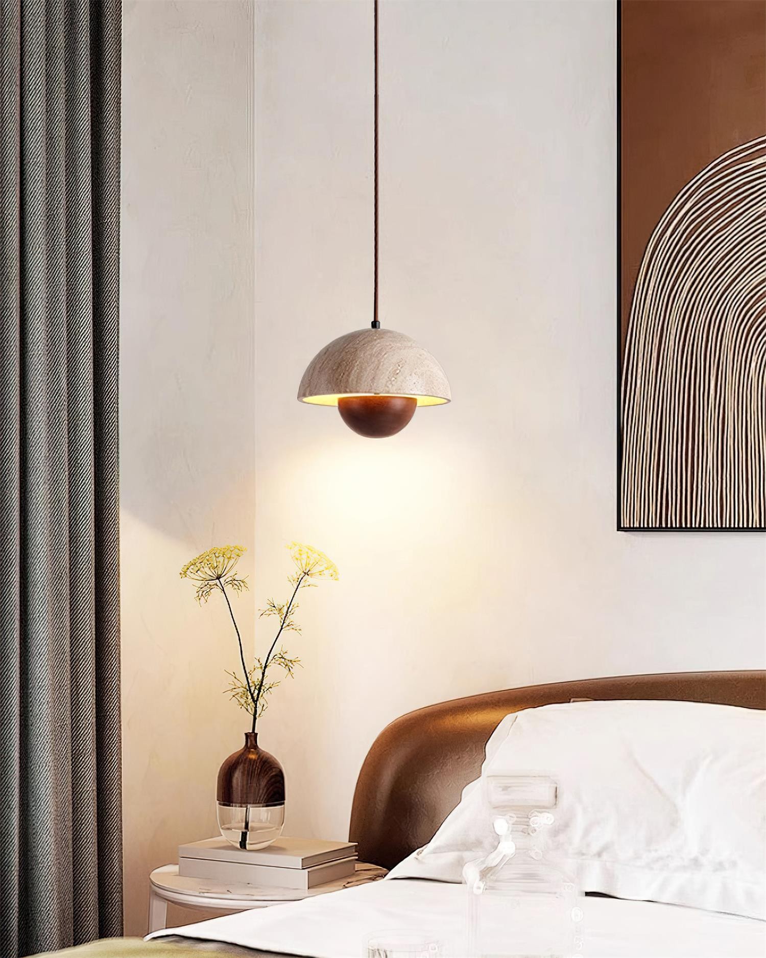Semicircular Pendant Lamp - Modern Travertine Living Room G70