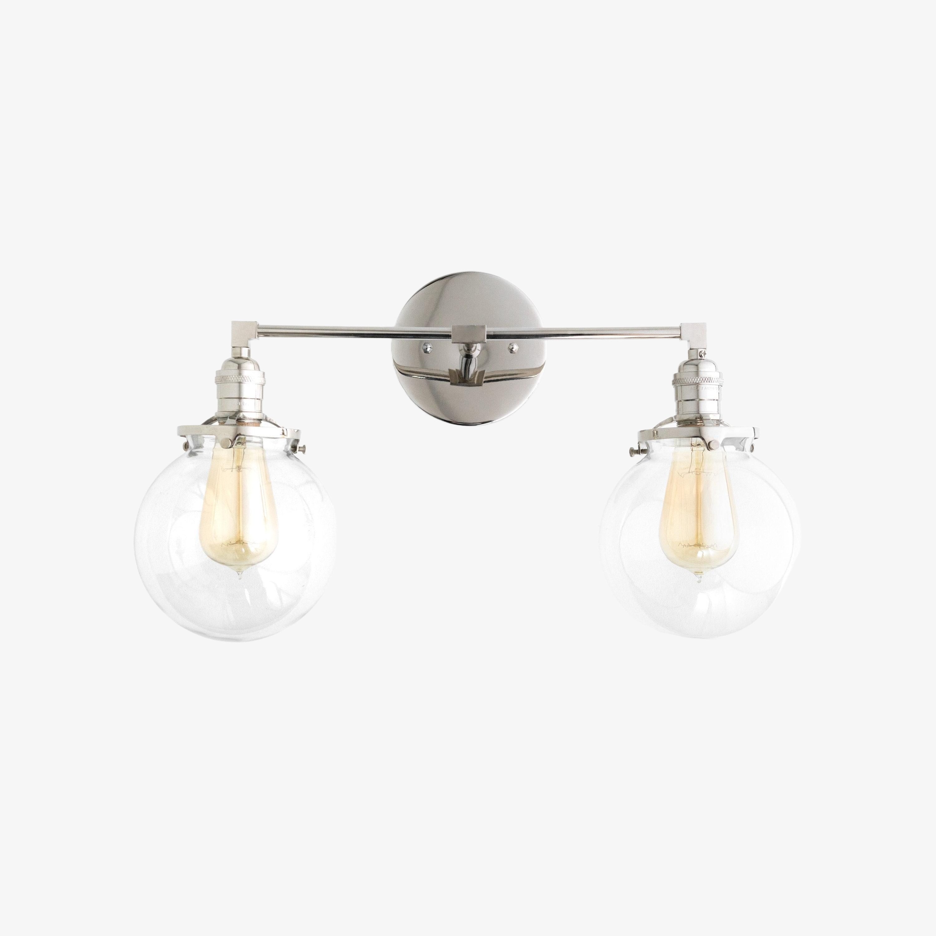 Lumio Globe Glass Globe Vanity Light - Modern Two Light Bathroom Sconce T309