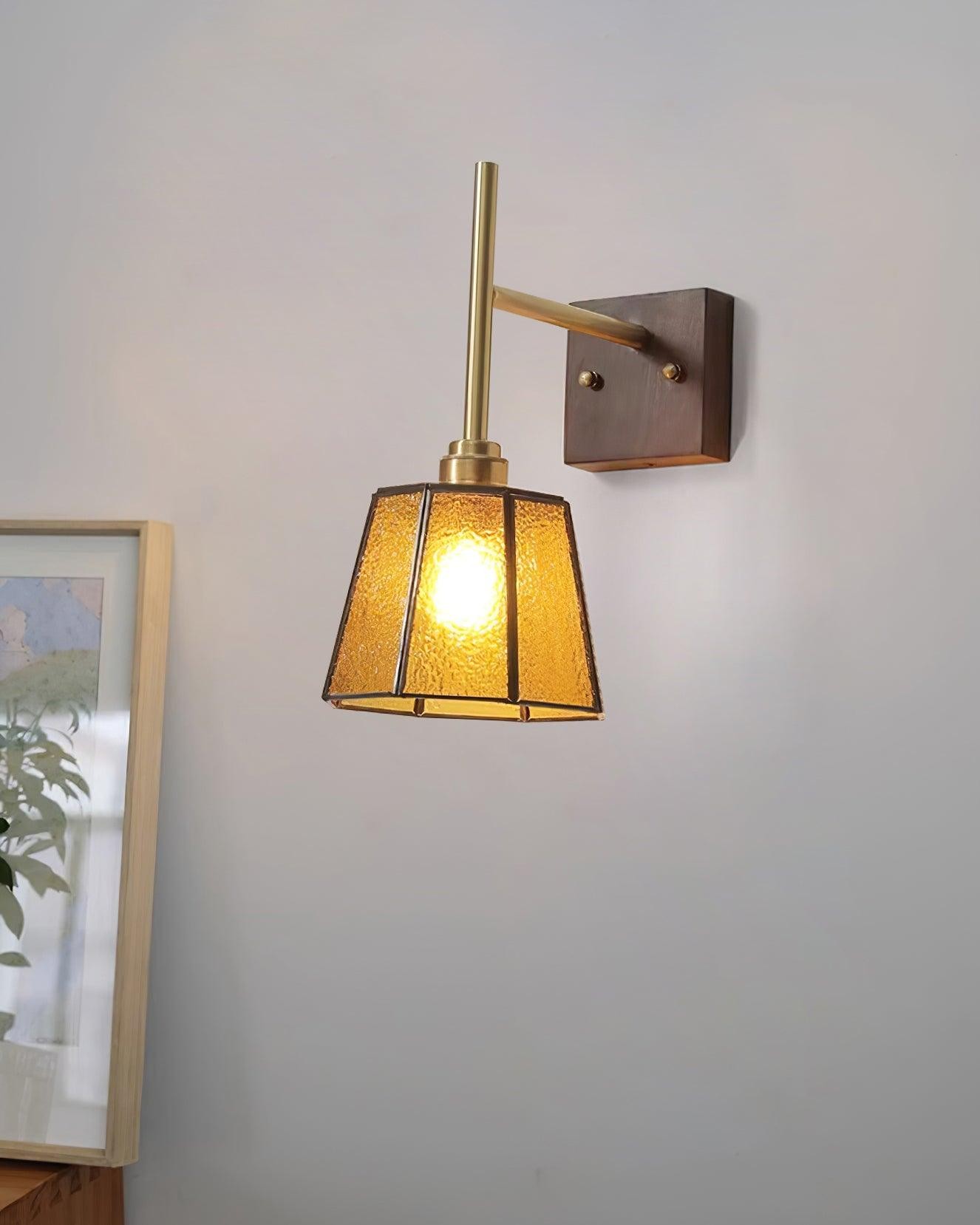 Vintage Brass Walnut Wall Lamp M207