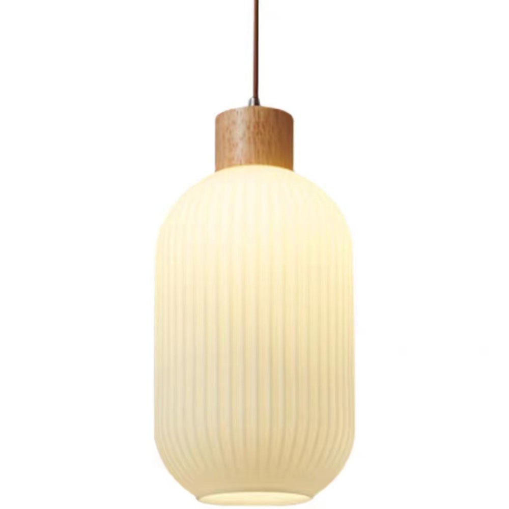 Nordic White Lantern-Like Glass Pendant Lamp M27