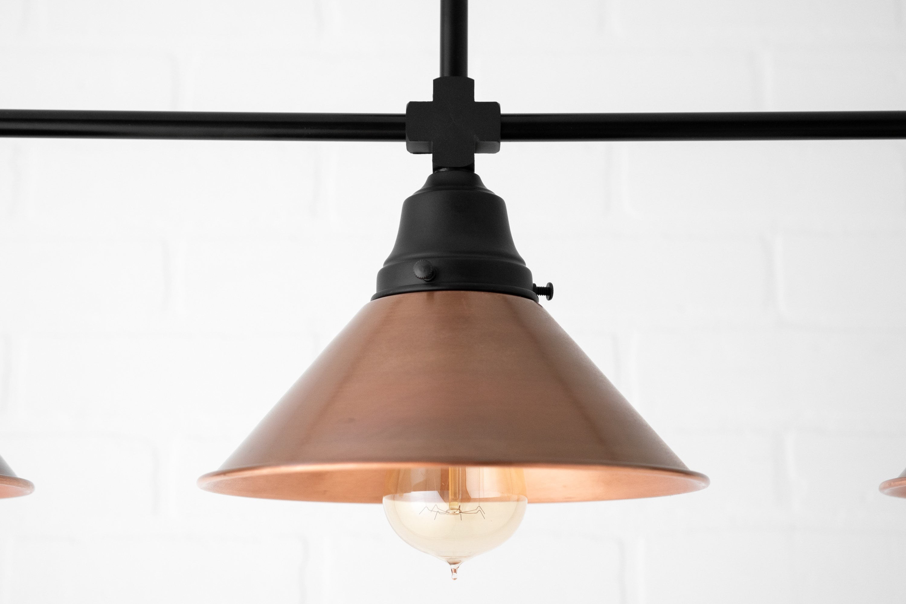 Conique Metal Hand-Aged Copper Chandelier - 3 Light Industrial Pendant - Island Lighting T389