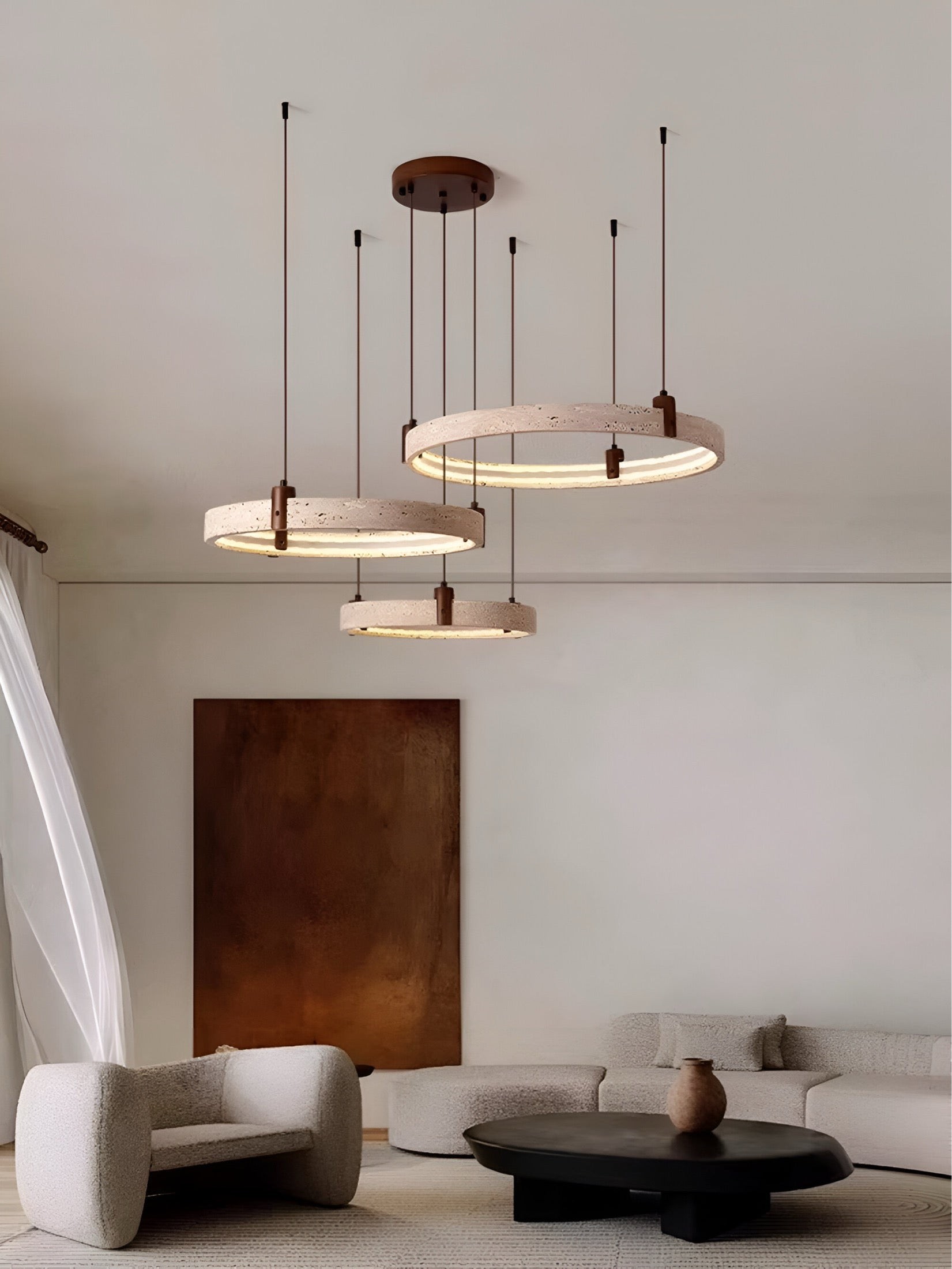 Simple Circular Travertine Pendant Lamp G29