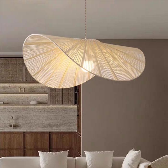 Wabi-Sabi Style Straw Hat Pendant Light For Living Room