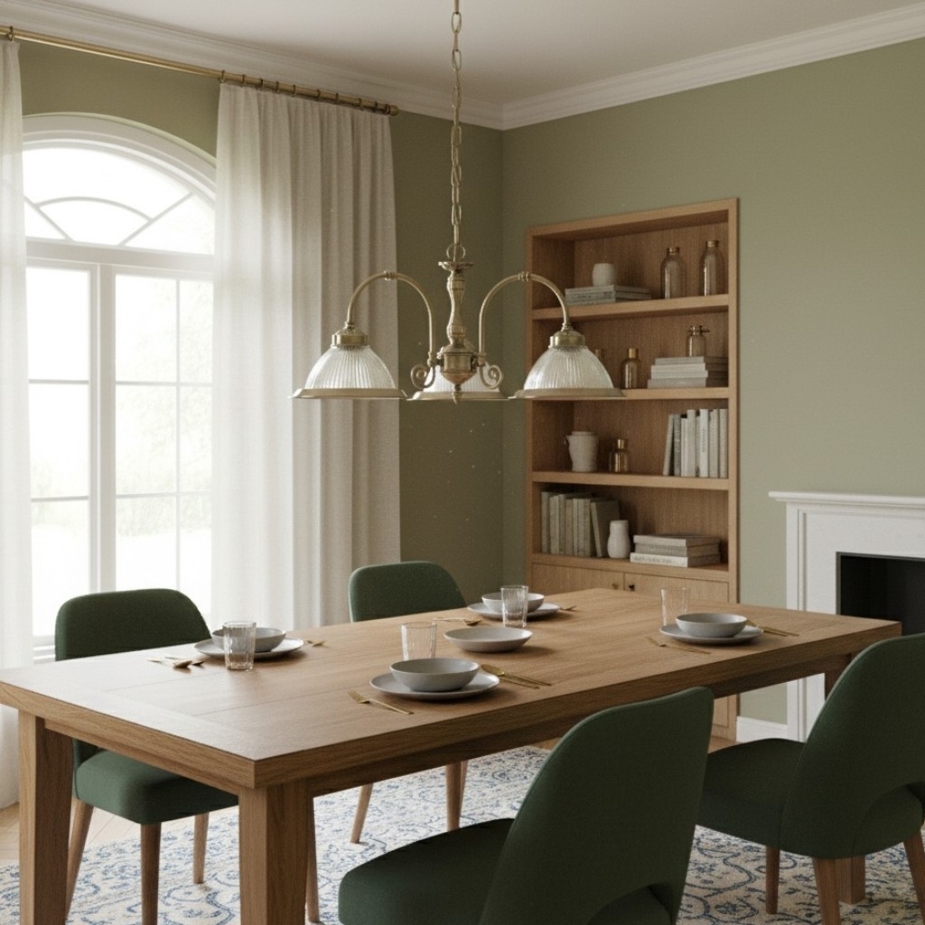 TF Vintora Ribbed Glass Pendant Light - Elegant Metal Trim for Kitchens, Dining Areas and Hallways T1022