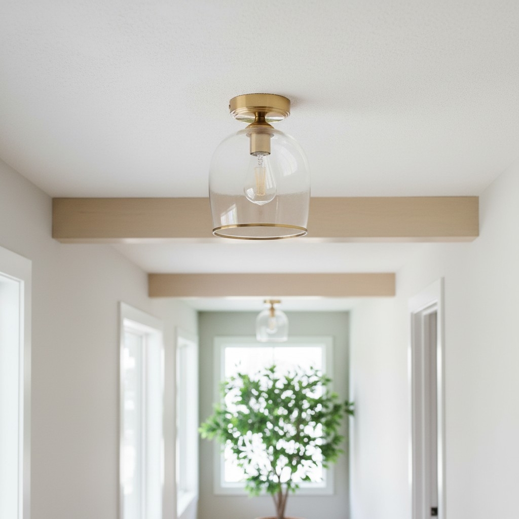 Brazara Dome Ceiling Light - Industrial Ribbed and Clear Glass for Living Room T925