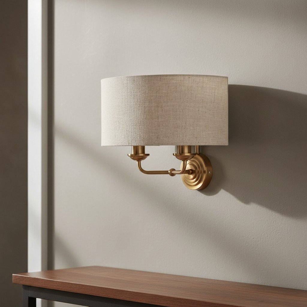 Tela Classic Wall Sconce - Elegant Fabric Shade with Metal Finish T654