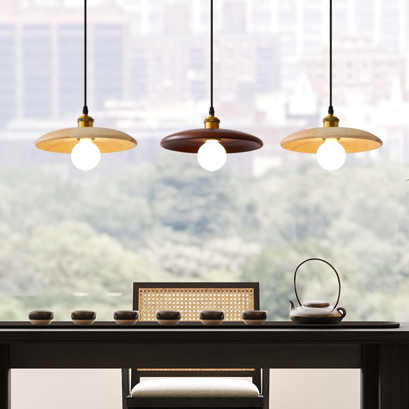 Japanese Wabi-Sabi Wooden Pendant Light S06