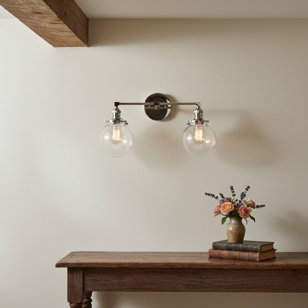 Lumio Globe Glass Globe Vanity Light - Modern Two Light Bathroom Sconce T309
