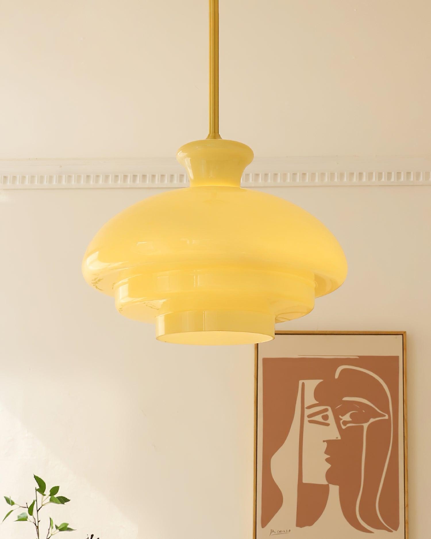 Round Yellow Stylish Simple Glass Pendant Lamp M520