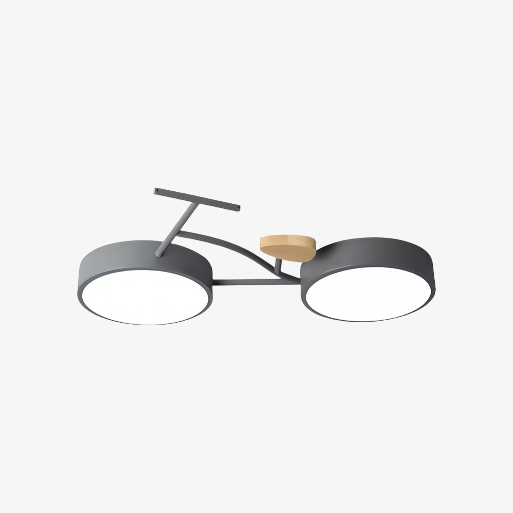 Nordic Fun Bicycle LED Ceiling Lamp - Wood Disc Design for Children's Room S380