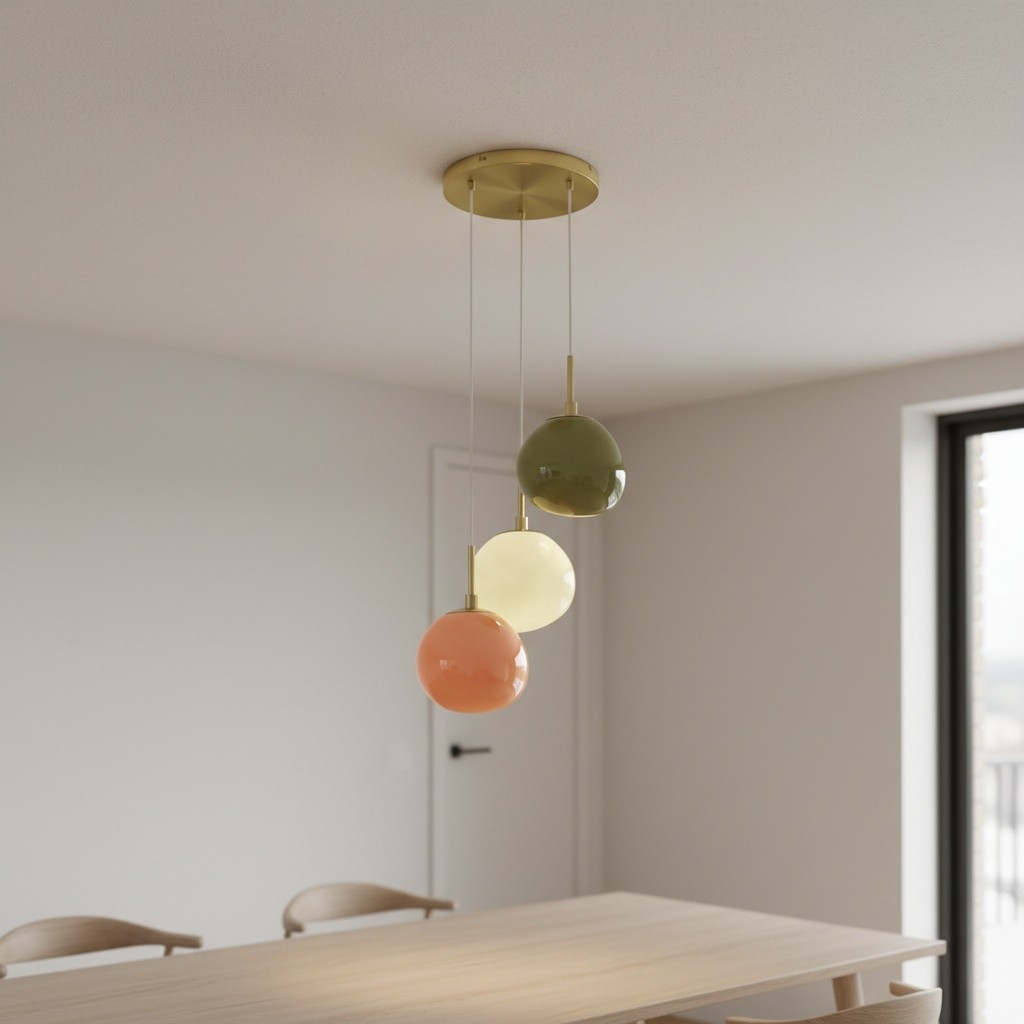 Pastel Multi-Shade Pendant - Chic Cluster Hanging Lamp for Bedroom T420