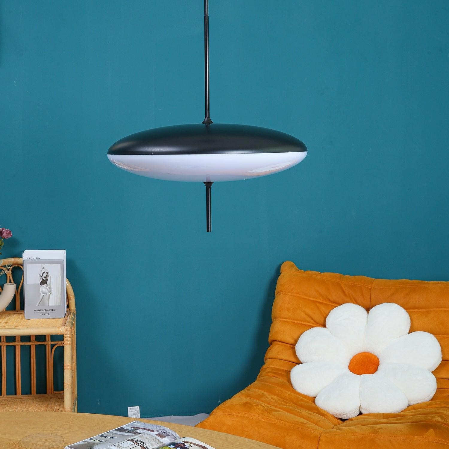 Modern Oval Pendant Light – Metal and Acrylic Pendant Lamp for Living Room