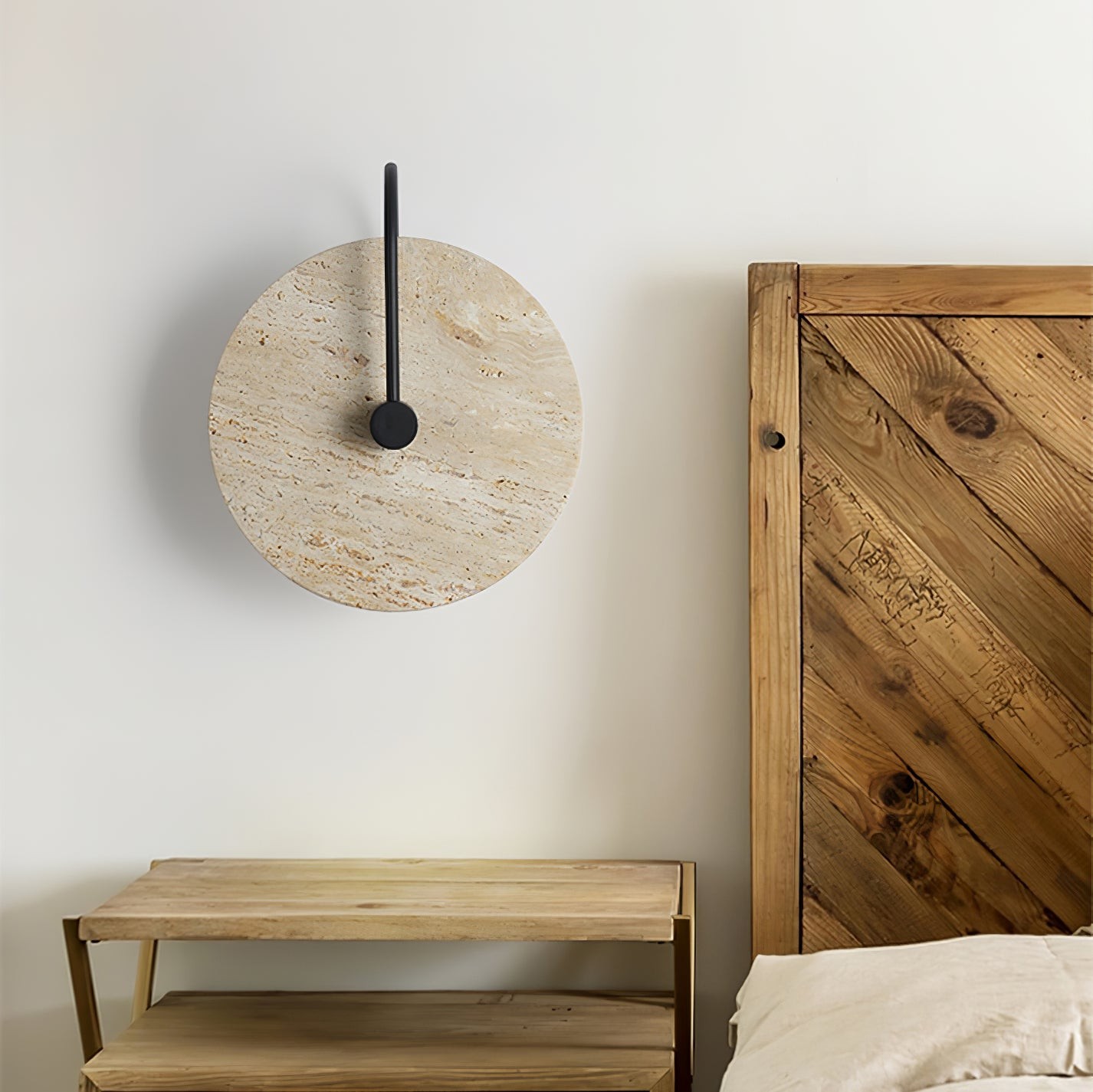 Simple Clock-Shaped Travertine Wall Lamp M509