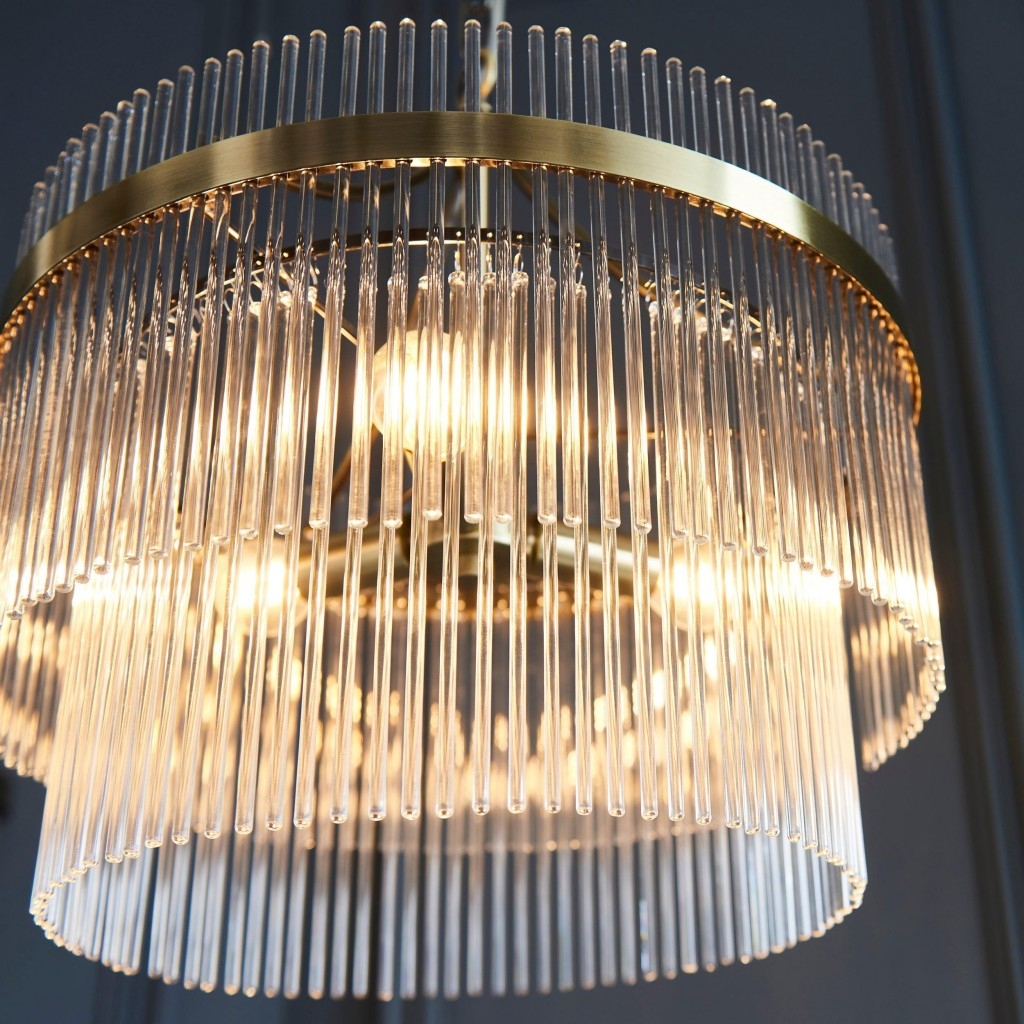 RibGlow Pendant Light - Trio Pendant with Elegant Glass Rods for Dining or Hallway T863