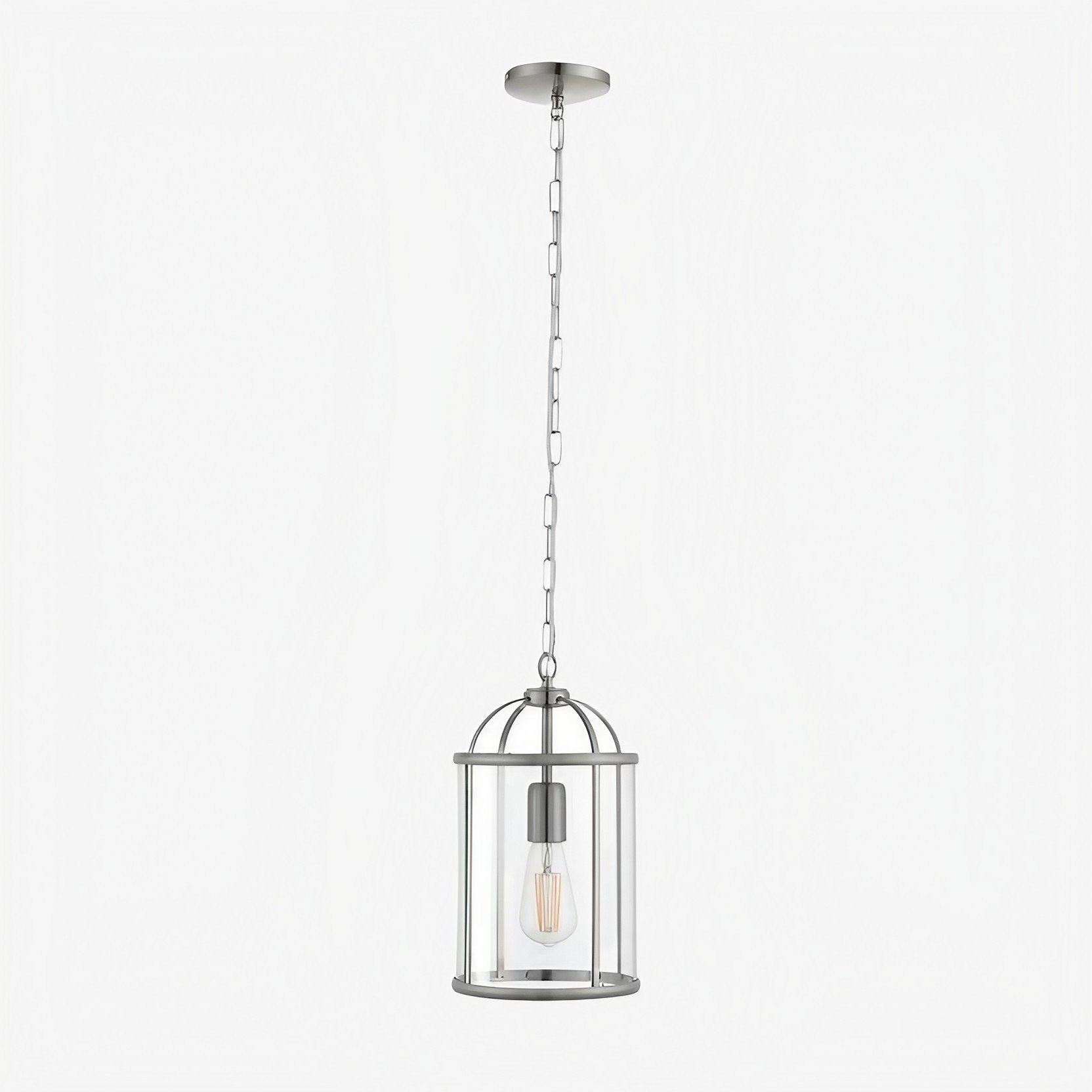 Luxvana Bell Shaped Glass Pendant Light - Industrial Metal Lantern Design Fixture for Kitchen T866