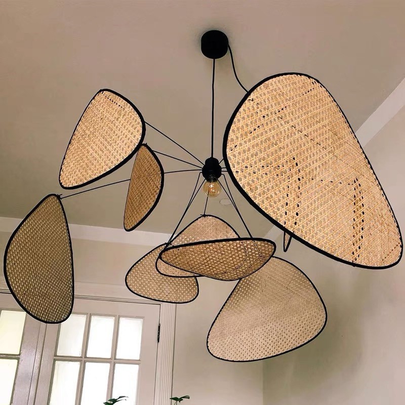 Screen Cannage Pendant Light - Woven Rattan Design for Living Room