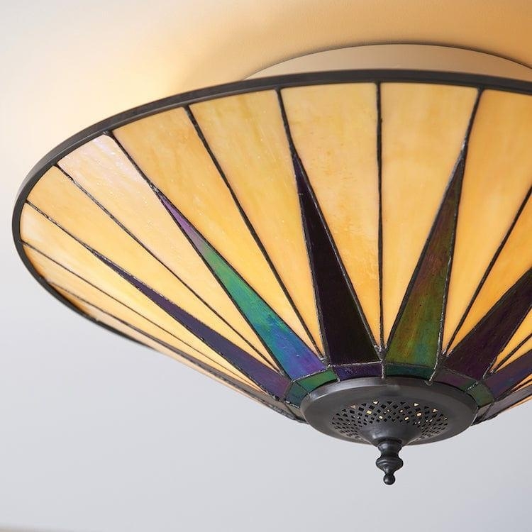 TiffStar Elegant Art Glass Ceiling Light – Vintage Flush Lamp for Living Rooms T634
