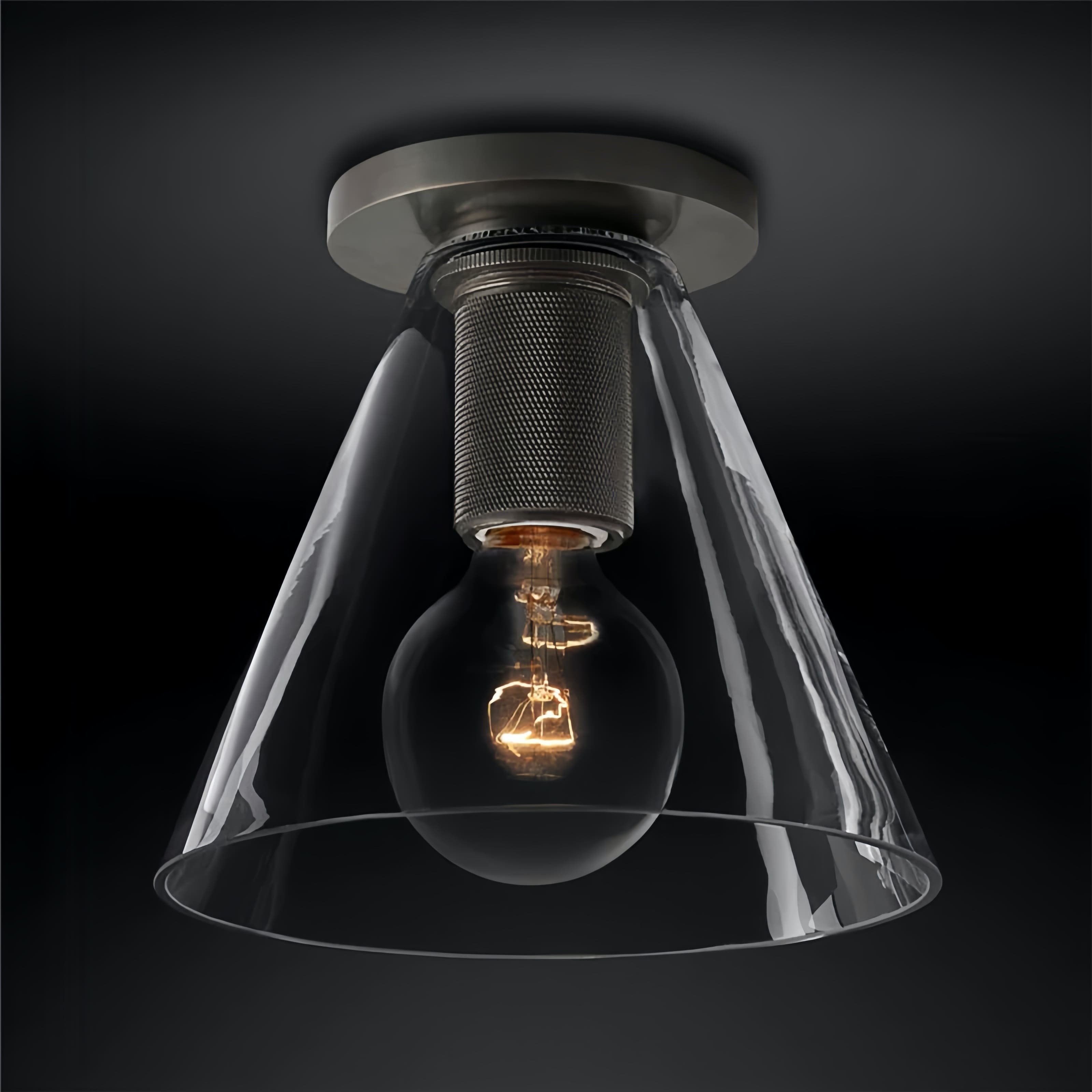Versatile Flush Mount Light – Modern Glass & Open Bulb Design S232