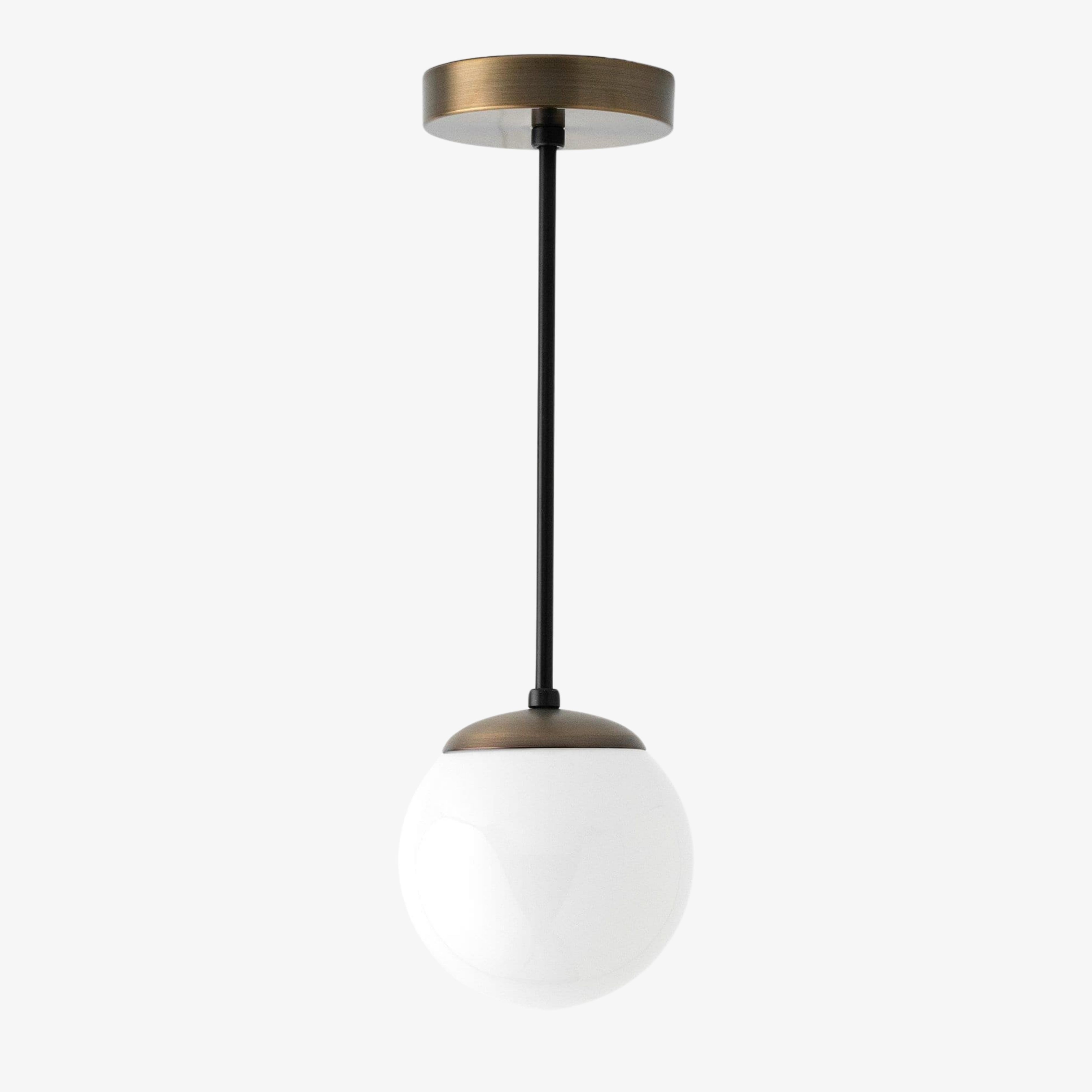 Glorica Glass White Globe Pendant Light - Mid Century Modern Glass Hanging Fixture T310