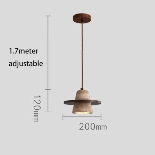 Travertine Medieval Wood Stone Pendant Light T2147